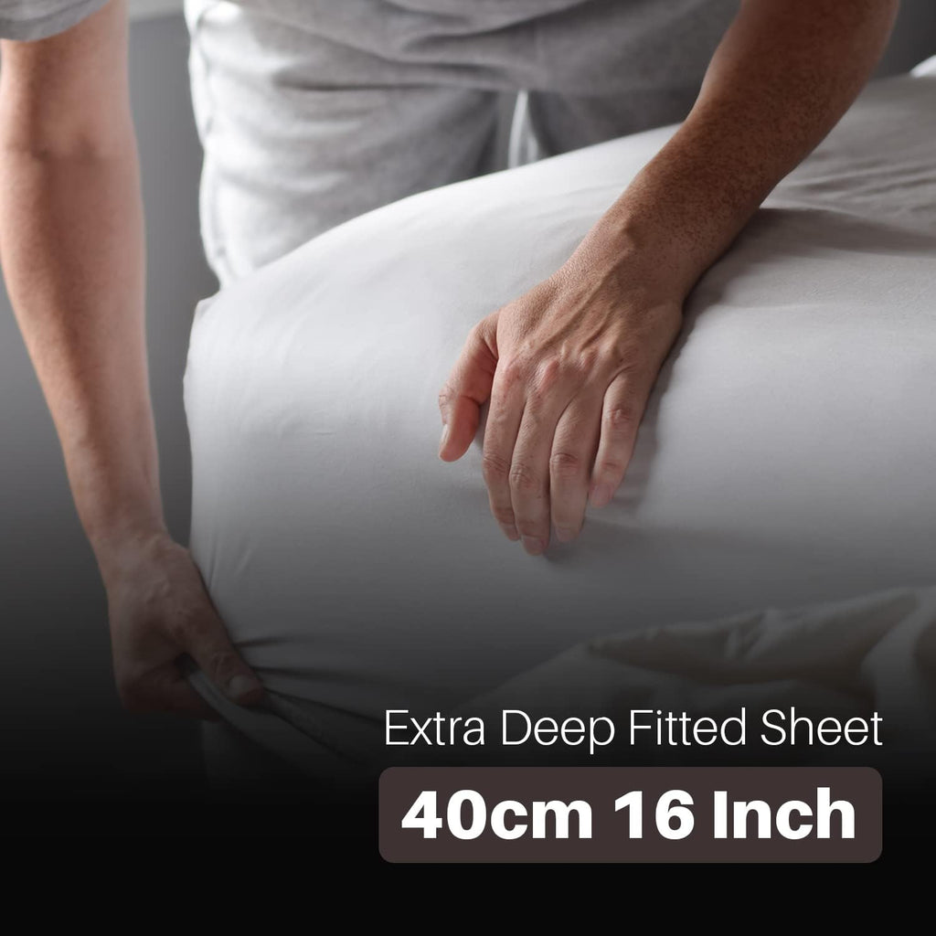Microfibre Fitted Sheet Double Grey 40cm 16 Inch