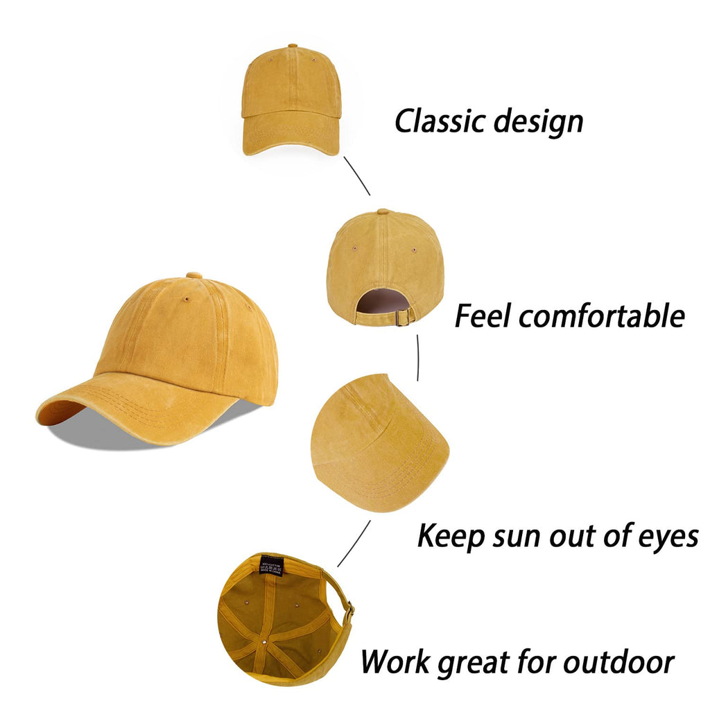 LANGZHEN Unisex Baseball Cap 100% Cotton Fits Men Women Washed Denim Adjustable Dad Hat