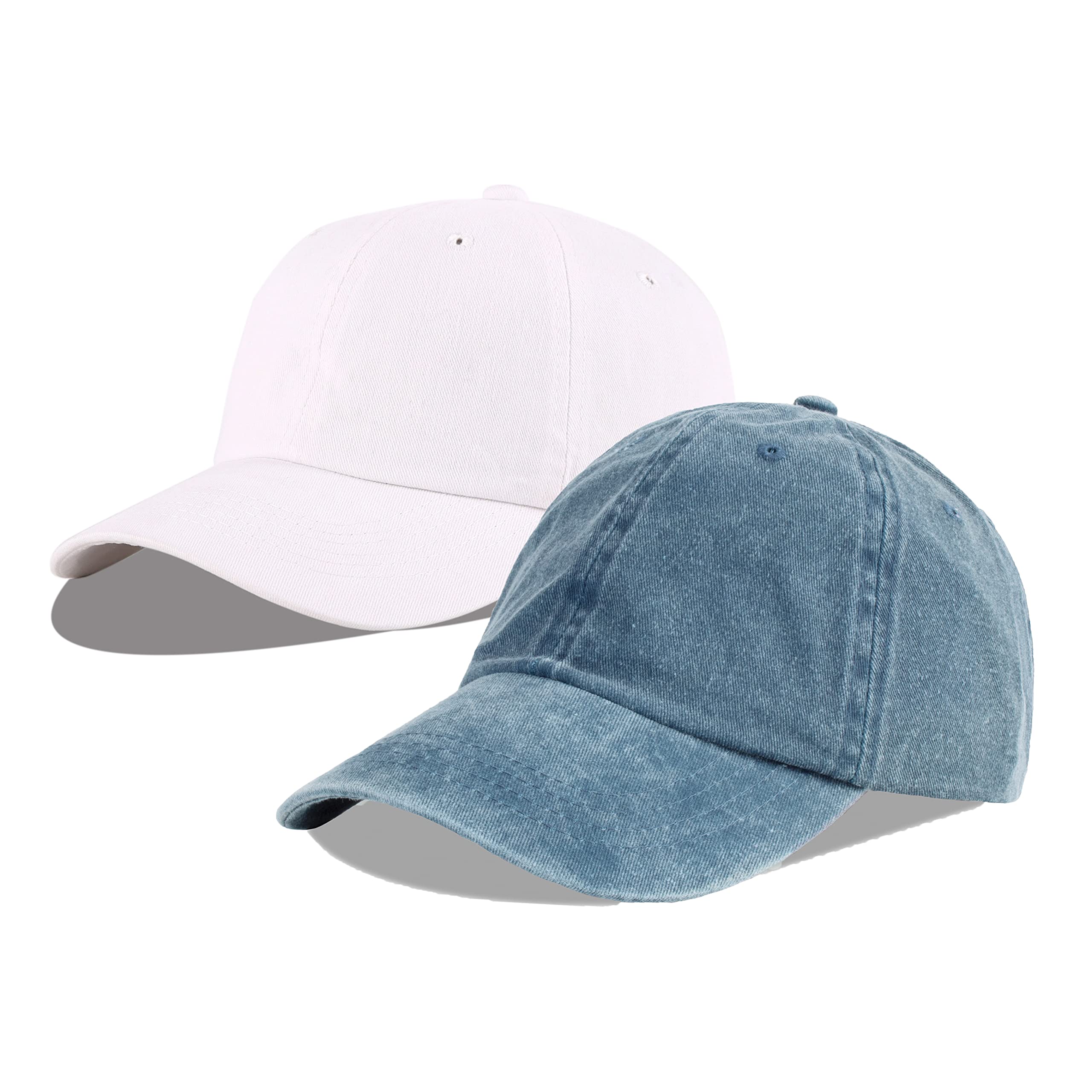 LANGZHEN Unisex Baseball Cap 100% Cotton Fits Men Women Washed Denim Adjustable Dad Hat