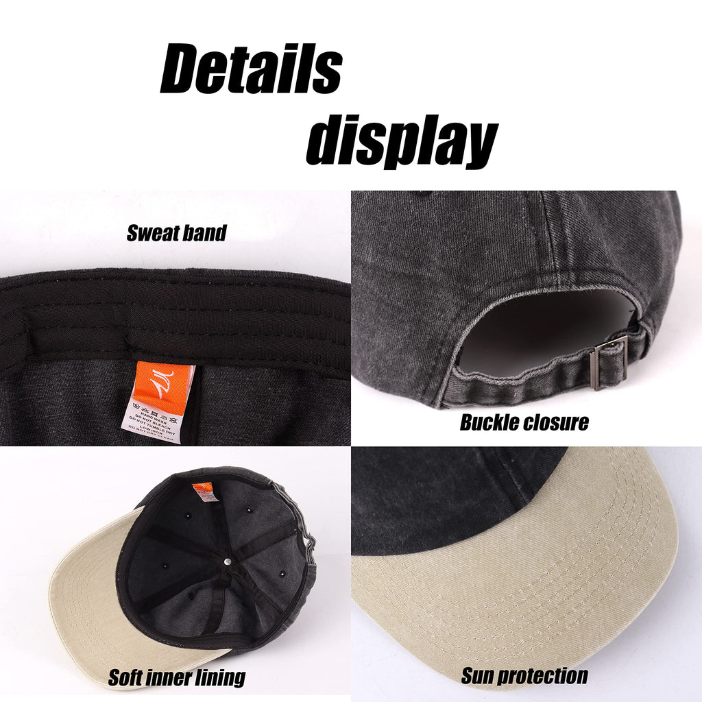 LANGZHEN Unisex Baseball Cap 100% Cotton Fits Men Women Washed Denim Adjustable Dad Hat